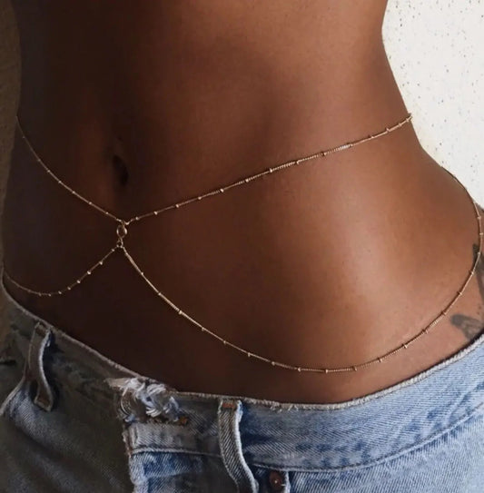 Clear Rhinestone Beaded Belly Chains For Women Gold Silver Color Metal Beach Bikini Link Chains Waist Body Jewelry Accessory-0