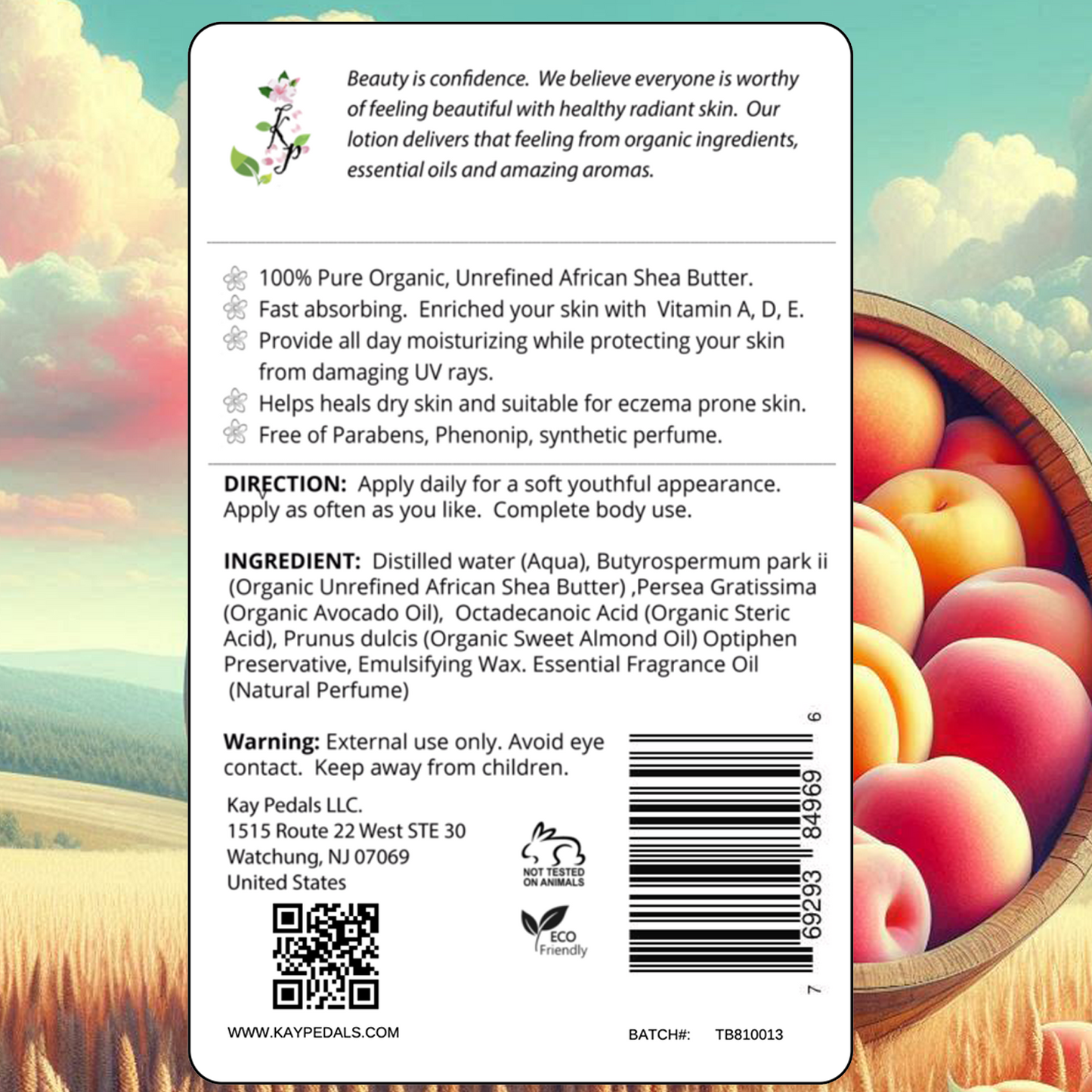 Ginger Peach Organic Body Lotion | Shea Butter Natural Body Cream | Aromatherapy Scented Lotion | Hydrating Organic Skincare-2